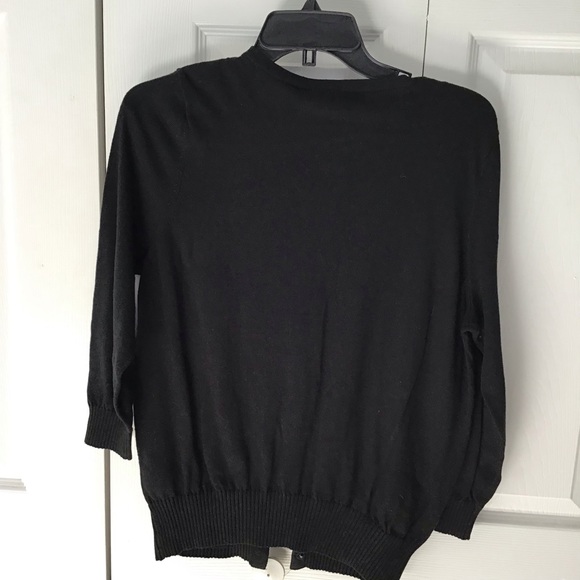 Vintage Liz Claiborne Black Cardigan With Silver Square sequence PL - Picture 9 of 10